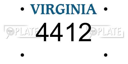 4412 Virginia License Plate