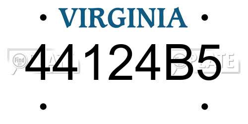 44124B5 Virginia License Plate