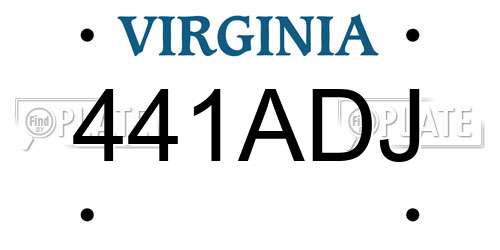 441ADJ Virginia License Plate