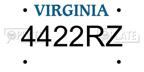 4422RZ Virginia License Plate