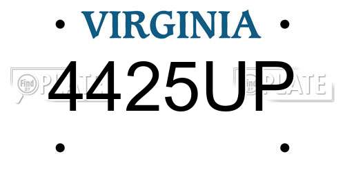 4425UP Virginia License Plate