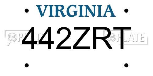 442ZRT Virginia License Plate