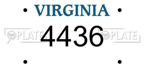 4436 Virginia License Plate