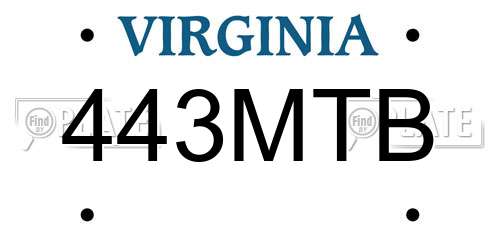 443MTB Virginia License Plate