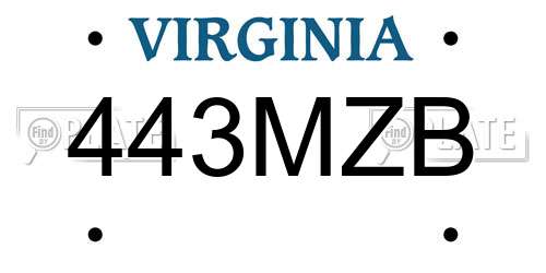 443MZB Virginia License Plate