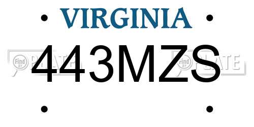443MZS Virginia License Plate