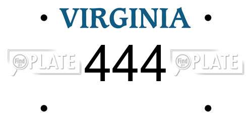 444 Virginia License Plate