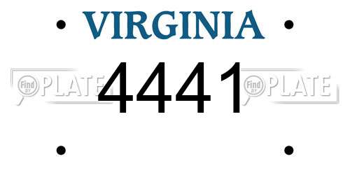 4441 Virginia License Plate