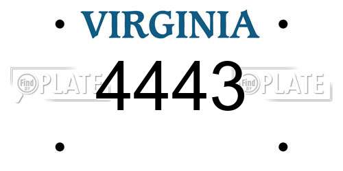 4443 Virginia License Plate