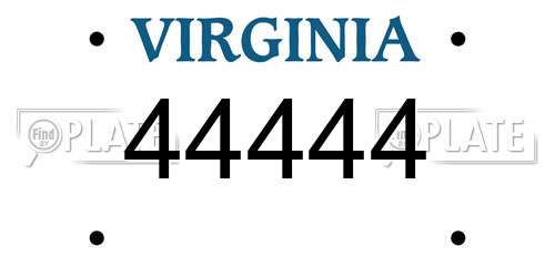 44444 Virginia License Plate