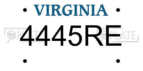 4445RE Virginia License Plate