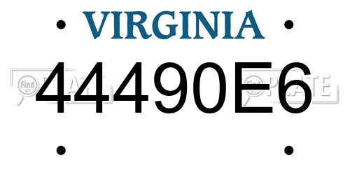 44490E6 Virginia License Plate