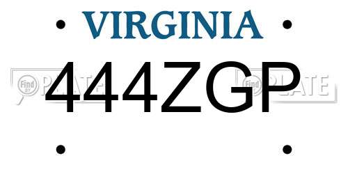 444ZGP Virginia License Plate