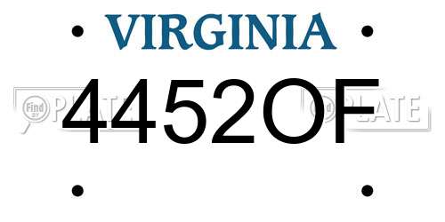 4452OF Virginia License Plate