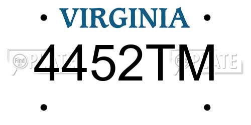 4452TM Virginia License Plate