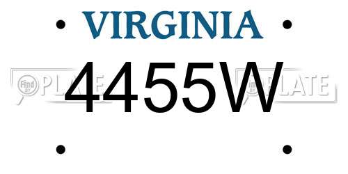 4455W Virginia License Plate