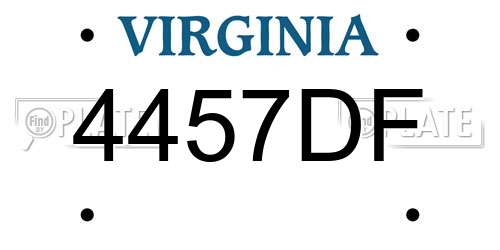 4457DF Virginia License Plate