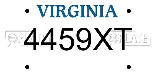 4459XT Virginia License Plate