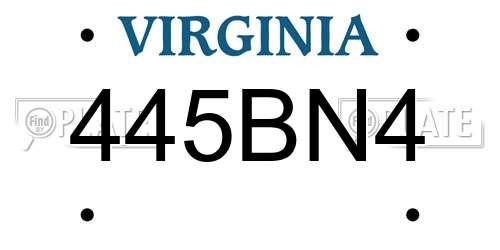 445BN4 Virginia License Plate