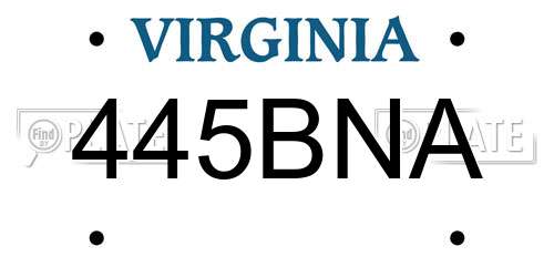 445BNA Virginia License Plate