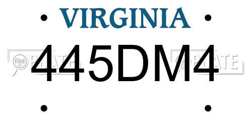 445DM4 Virginia License Plate