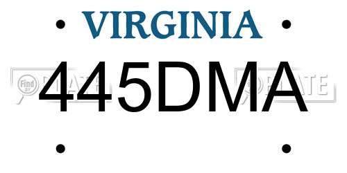 445DMA Virginia License Plate