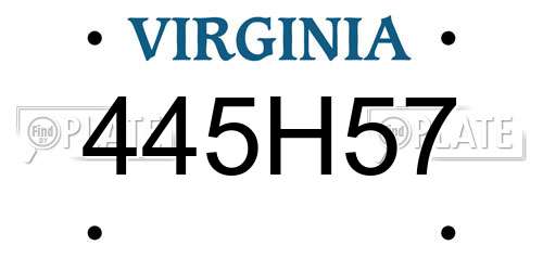 445H57 Virginia License Plate