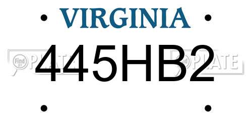 445HB2 Virginia License Plate