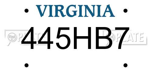 445HB7 Virginia License Plate