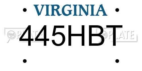 445HBT Virginia License Plate