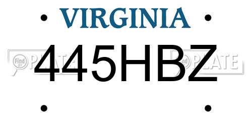 445HBZ Virginia License Plate