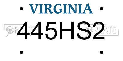445HS2 Virginia License Plate