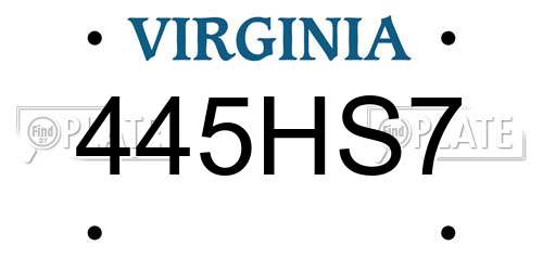 445HS7 Virginia License Plate