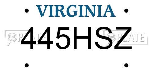 445HSZ Virginia License Plate
