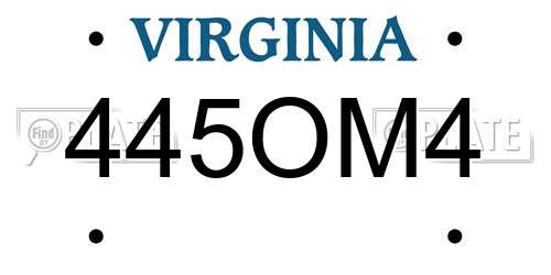 445OM4 Virginia License Plate