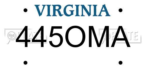 445OMA Virginia License Plate