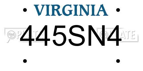 445SN4 Virginia License Plate