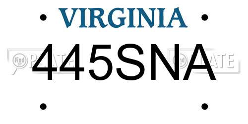 445SNA Virginia License Plate
