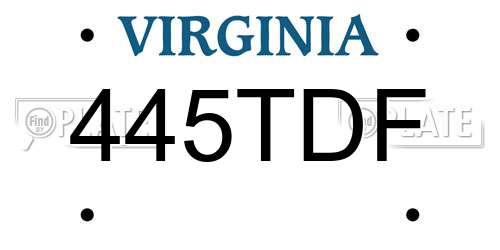 445TDF Virginia License Plate