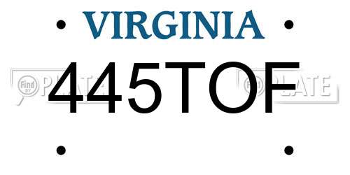 445TOF Virginia License Plate