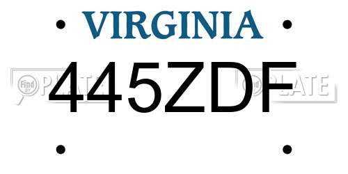 445ZDF Virginia License Plate