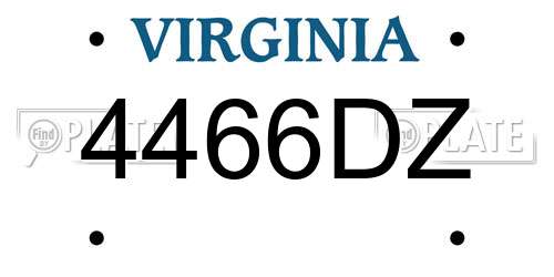 4466DZ Virginia License Plate