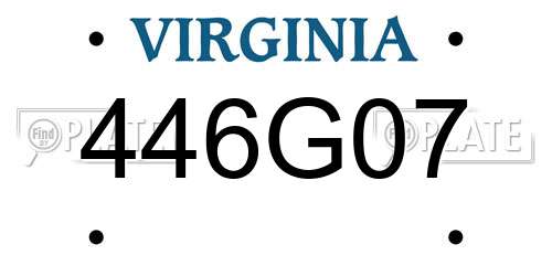 446G07 Virginia License Plate