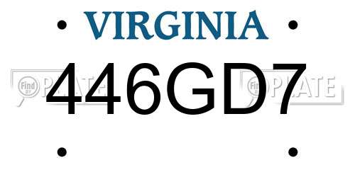 446GD7 Virginia License Plate