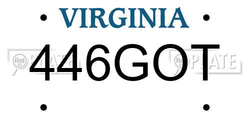 446GOT Virginia License Plate