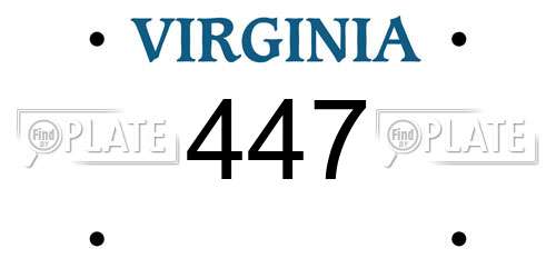 447 Virginia License Plate