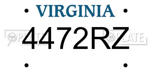 4472RZ Virginia License Plate