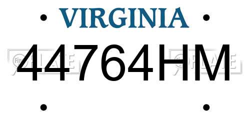 44764HM Virginia License Plate