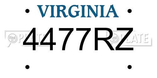 4477RZ Virginia License Plate