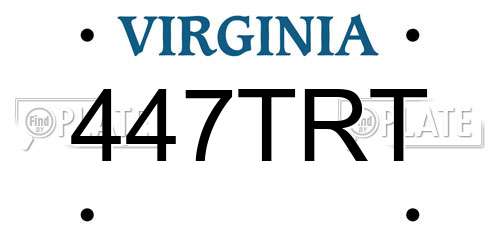 447TRT Virginia License Plate